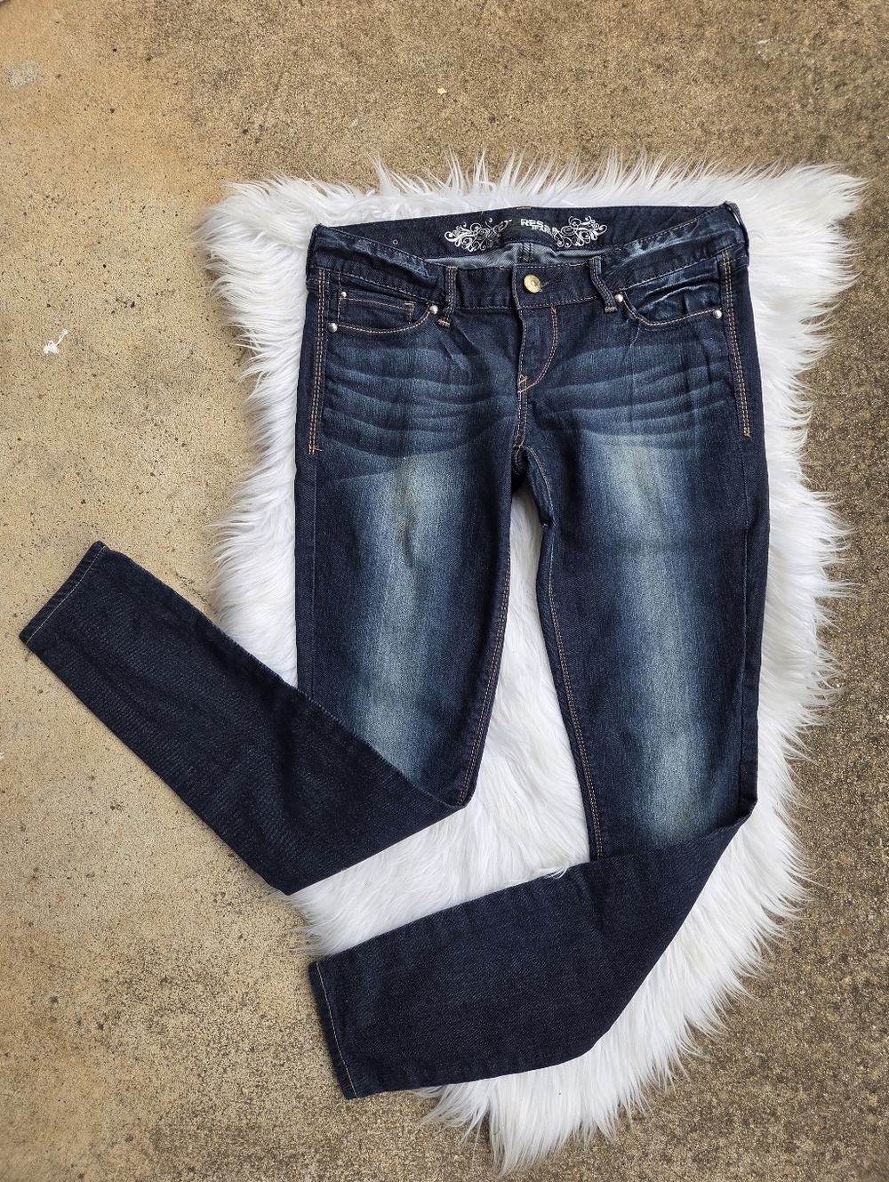 Express - Dark Blue Womens Stretch Skinny Jean Leggings - Size 8r